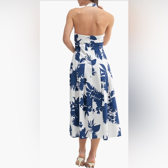 NWOT Mila Mae Blue Floral Halter Dress size L - Picture 2 of 5